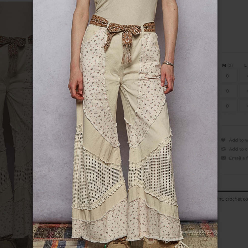 POL “ Sao Paulo 2 “ POL Denim Pants Jeans with Floral Print and Crochet 25
